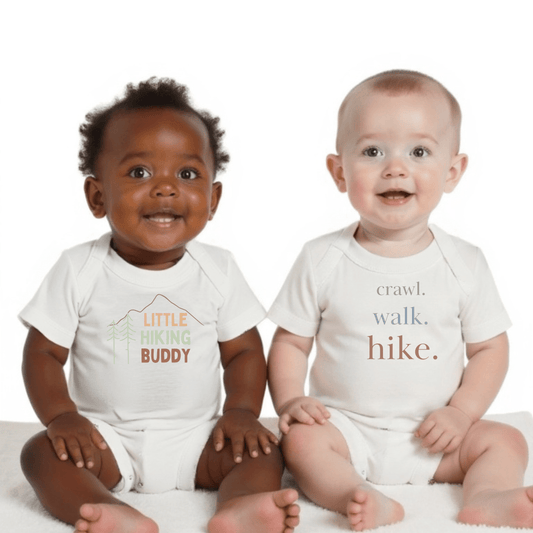 Baby graphic bodysuit | crawl walk hike finn + emma