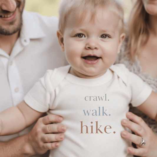 Baby graphic bodysuit | crawl walk hike finn + emma