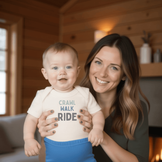 Baby graphic bodysuit |crawl walk ride finn + emma