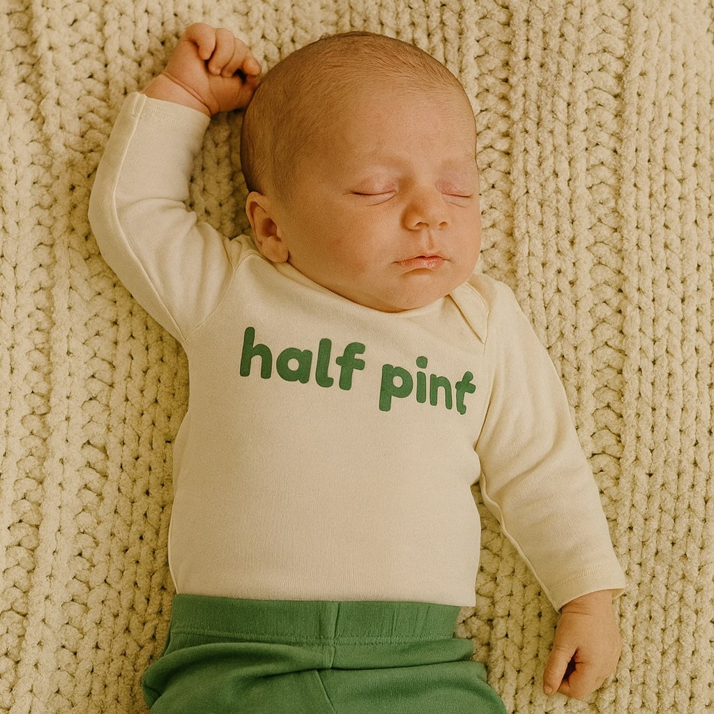 Baby long sleeve graphic bodysuit | half pint finn + emma