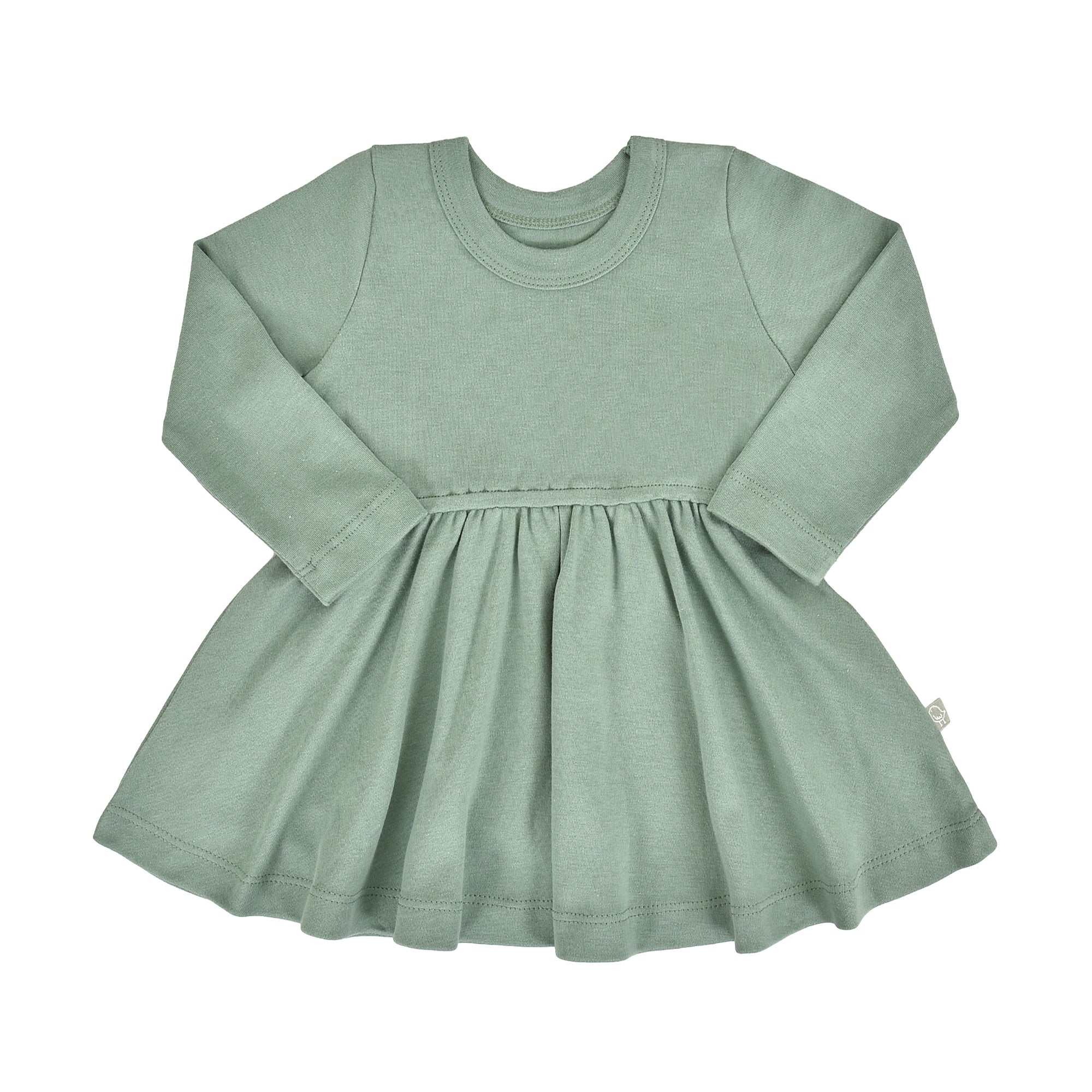 Baby and Toddler Long-Sleeve Twirl Dress - Basil Green| 100% Organic - Finn + Emma Basil Green / 2T Baby and Toddler Long-Sleeve Twirl Dress - Basil Green| 100% Organic - Finn + Emma Basil Green / 2T