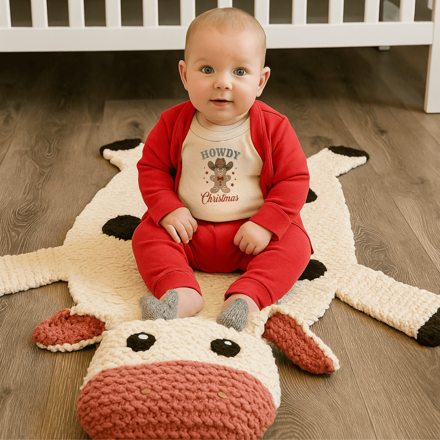 Baby Organic Wool Play Mat + Nursery Rug | Cow finn + emma