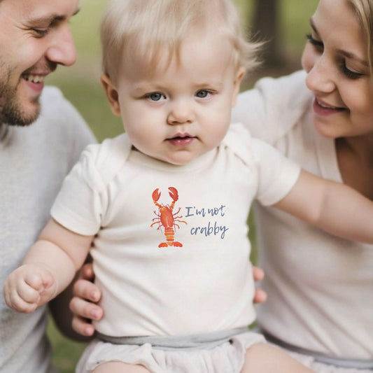 Baby graphic bodysuit | Im not crabby finn + emma