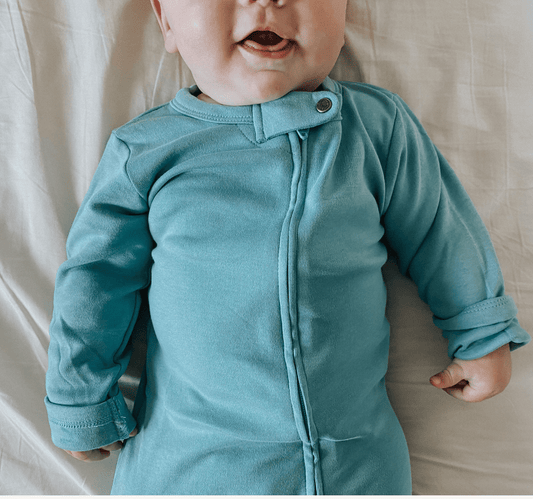 Baby footie | vintage aqua Finn + Emma