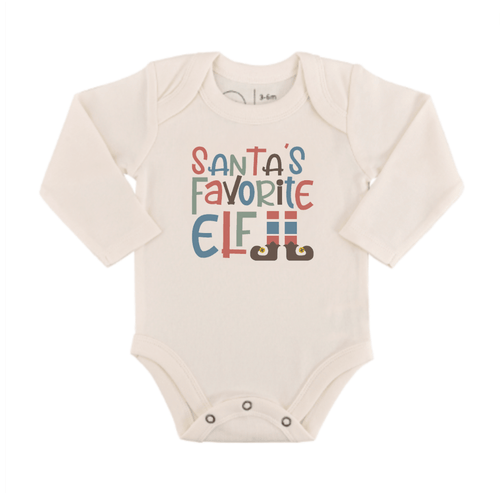 Baby graphic bodysuit | santas favorite elf (long sleeve) finn + emma