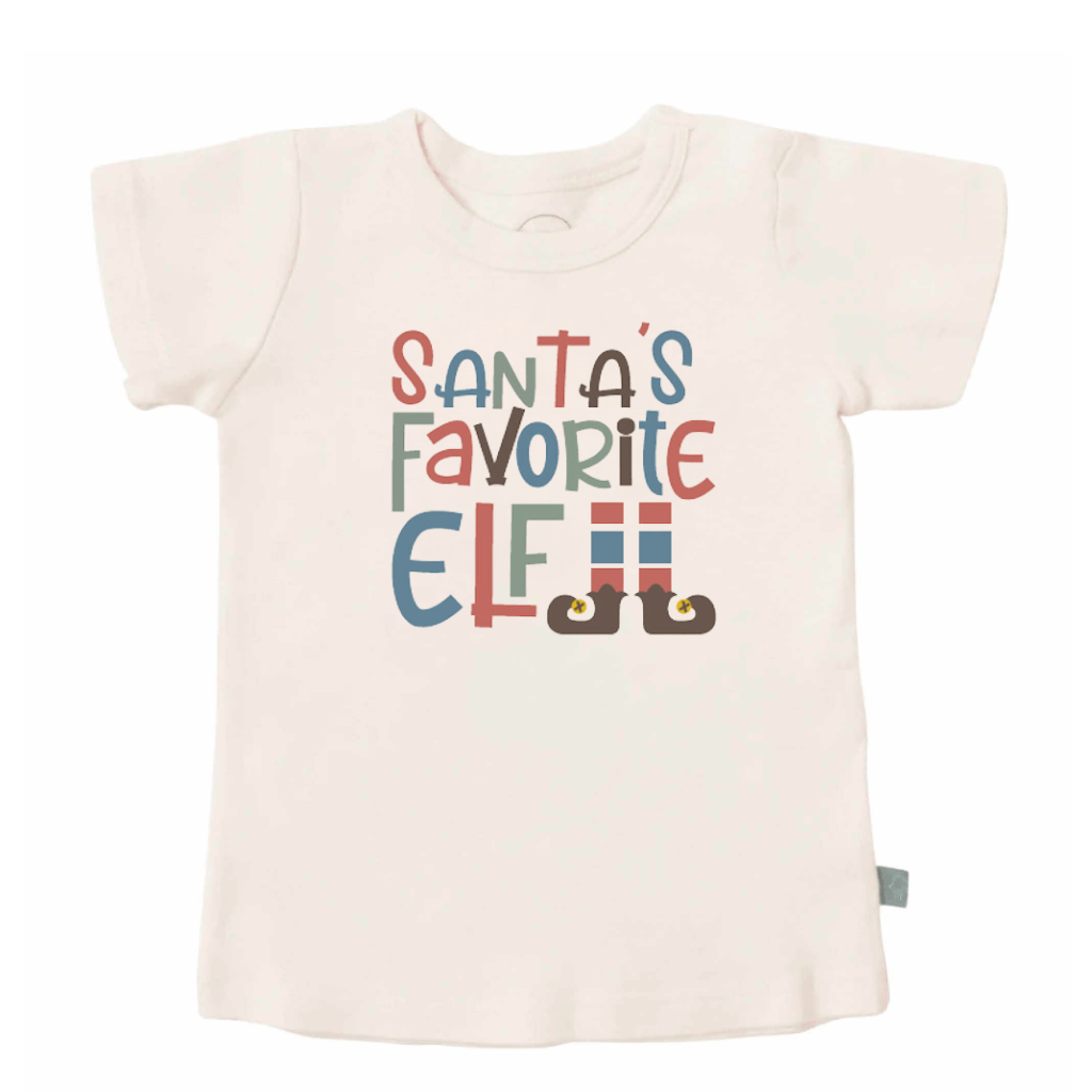 Baby graphic tee | santas favorite elf finn + emma