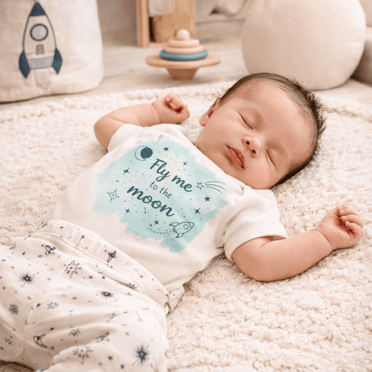 Baby graphic bodysuit |fly me to moon finn + emma