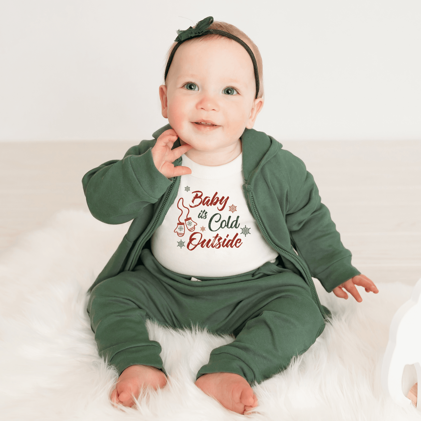Baby long sleeve graphic bodysuit | baby its cold outside finn + emma