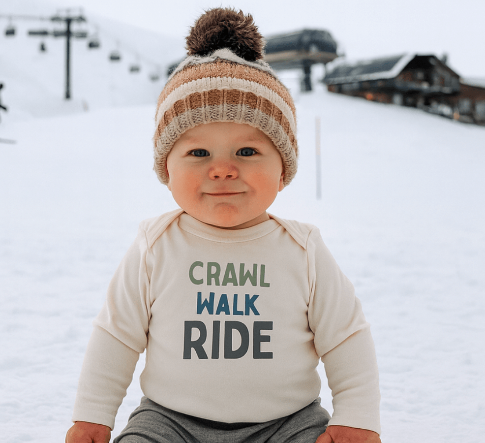 Baby long sleeve graphic bodysuit | crawl walk ride finn + emma