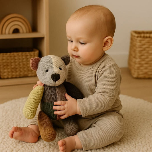 Baby Wool Knit Buddy | Dee Patchwork Bear finn + emma