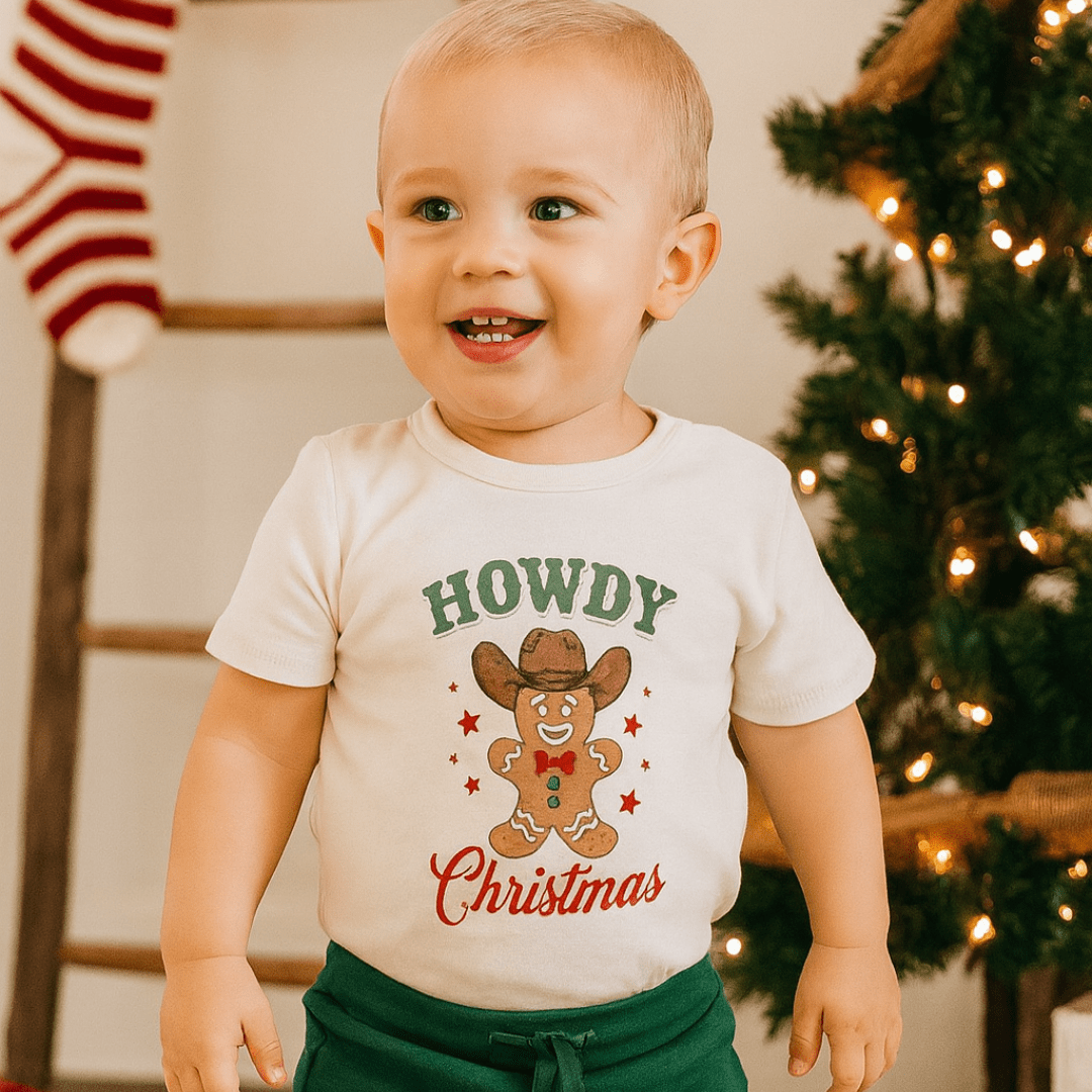 Baby graphic tee | howdy gingerbread christmas finn + emma