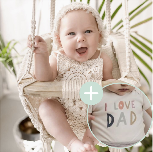 Baby Macrame Swing & Love Dad Bodysuit Bundle finn + emma