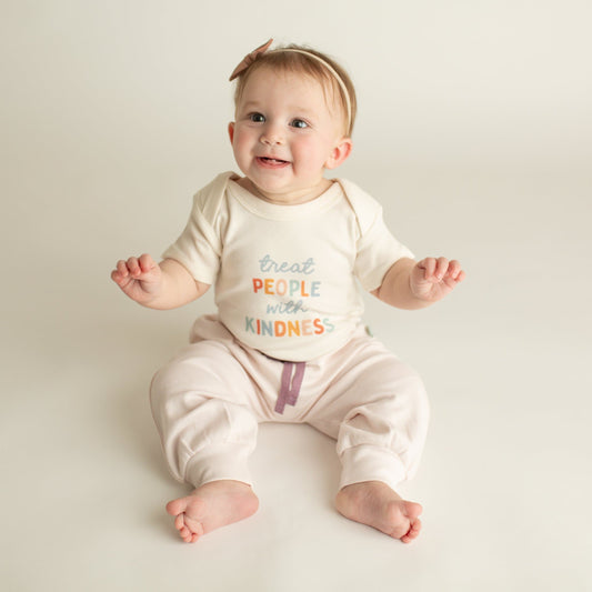 Baby graphic bodysuit | treat people with kindness finn + emma