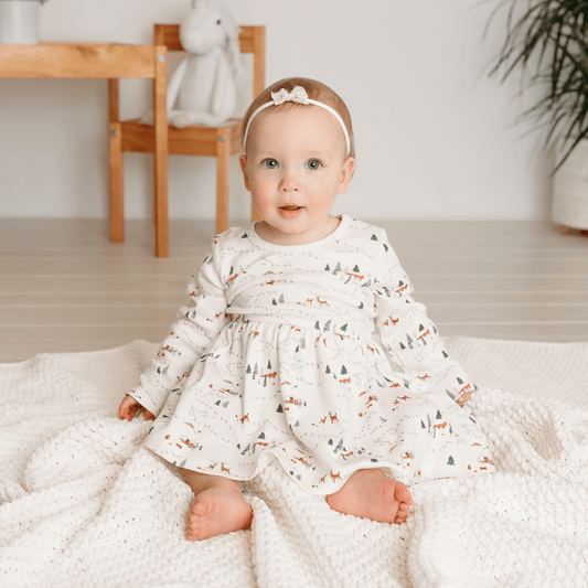 Baby long sleeve twirl dress | into the woods finn + emma