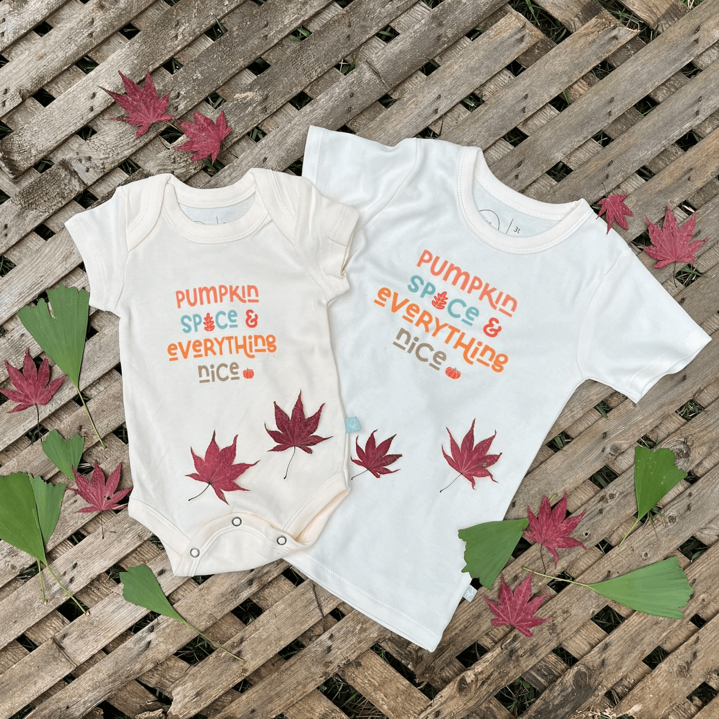 Baby graphic bodysuit | pumpkin spice nice finn + emma