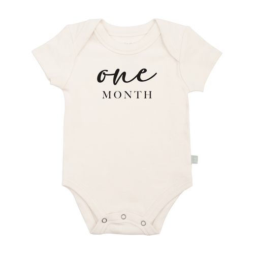 Baby graphic bodysuit | one month milestone black finn + emma