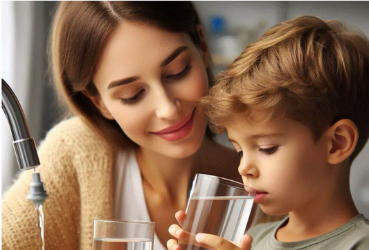 mom and child drinking water