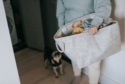lady holding laundry in basket