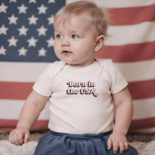 Baby graphic bodysuit | born in the usa finn + emma