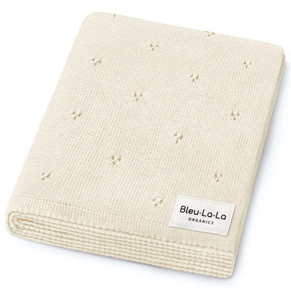 Baby Organic Pointelle Luxury Knit Swaddle Blanket Bleu La La