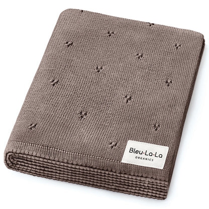 Baby Organic Pointelle Luxury Knit Swaddle Blanket Bleu La La