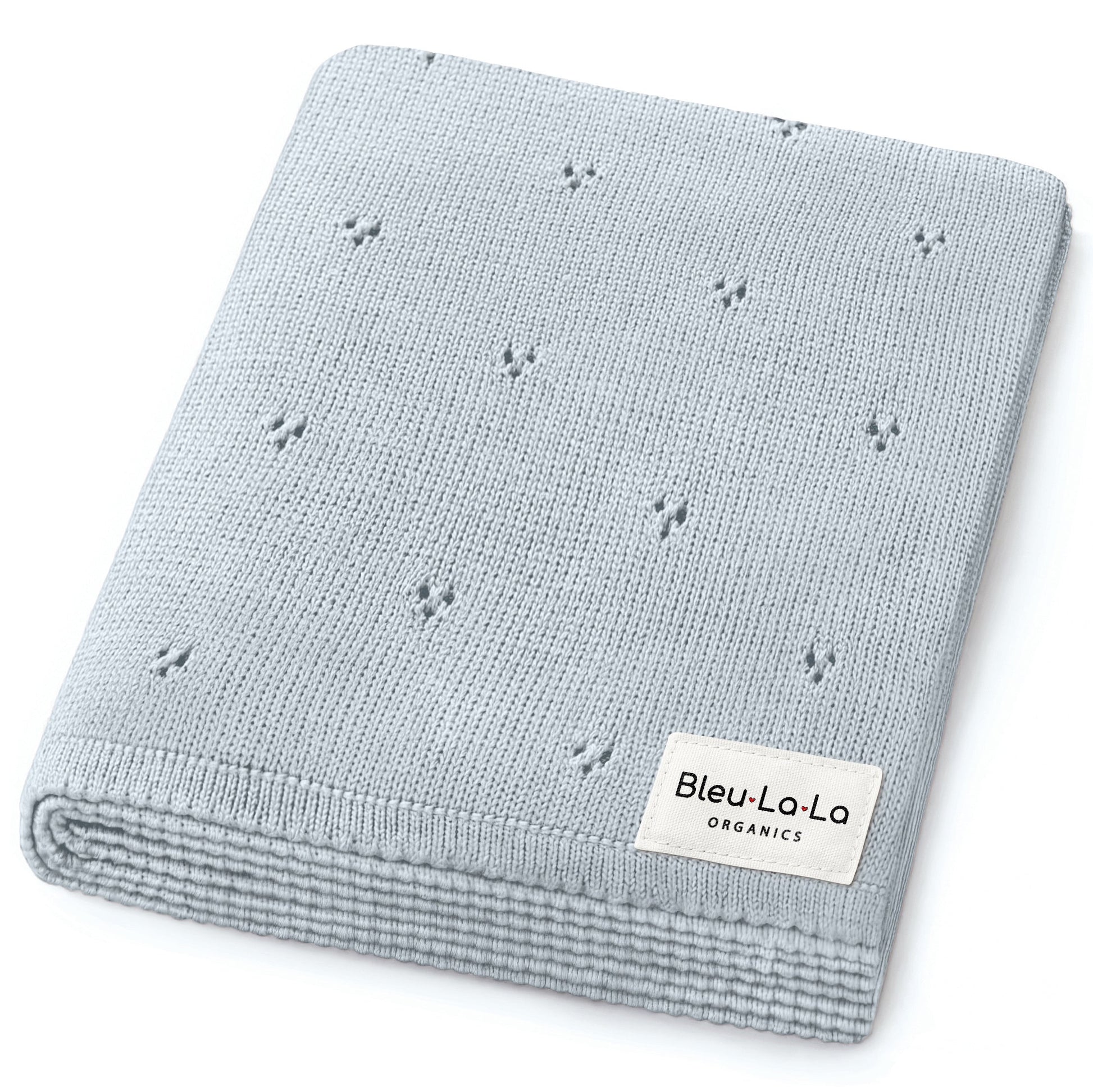 Baby Organic Pointelle Luxury Knit Swaddle Blanket Bleu La La