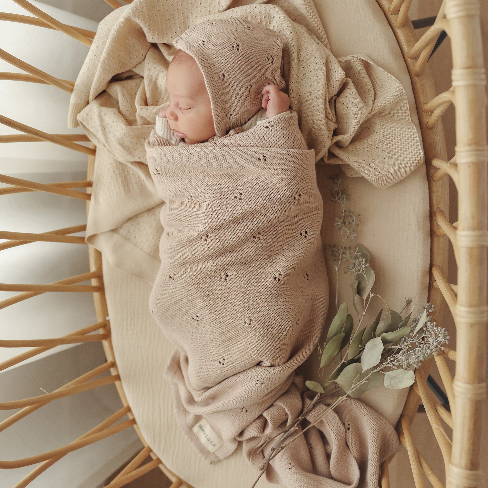 Baby Organic Pointelle Luxury Knit Swaddle Blanket Bleu La La