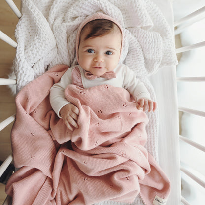 Baby Organic Pointelle Luxury Knit Swaddle Blanket Bleu La La
