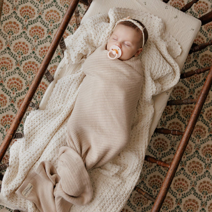 Baby Organic Ribbed Knit Cotton Baby Blanket Bleu La La