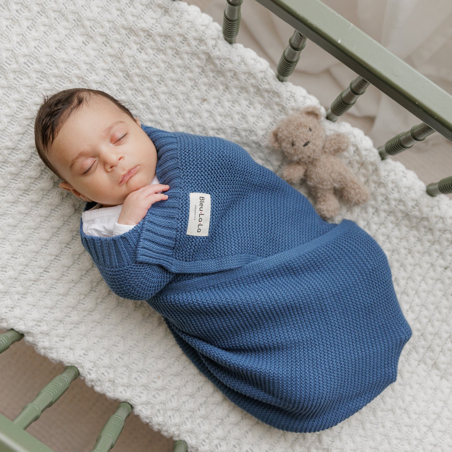 Baby Heritage Knit - 100% Organic Cotton Luxury Knit Baby Swaddle Bleu La La