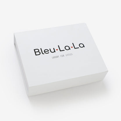 Baby Luxe Collection 100% Organic Cotton Luxury Knit Baby Blanket + Hat Set with Gift Box Bleu La La