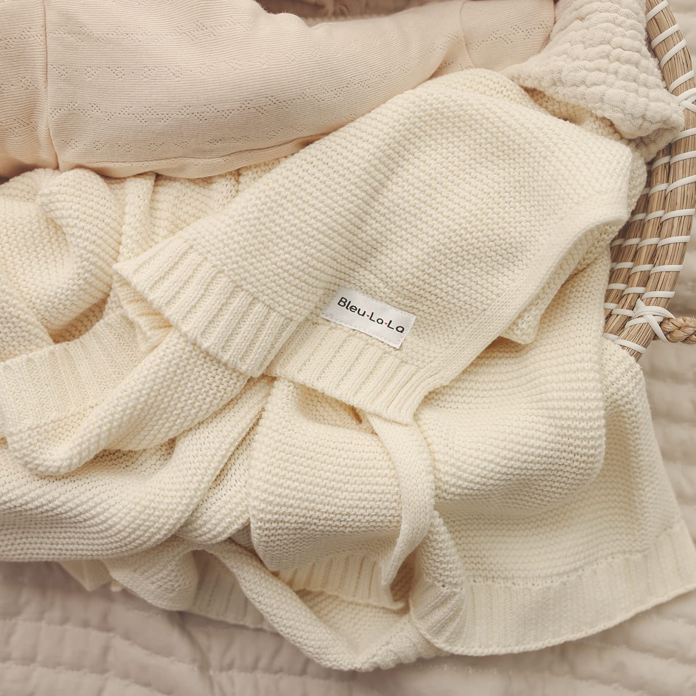 Baby Heritage Knit - 100% Organic Cotton Luxury Knit Baby Swaddle Bleu La La