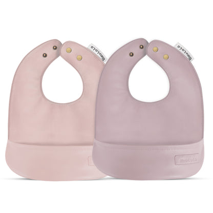 Baby Classic - Set of Soft Vegan Leather Easy Clean Bibs 0-12 Months Bleu La La