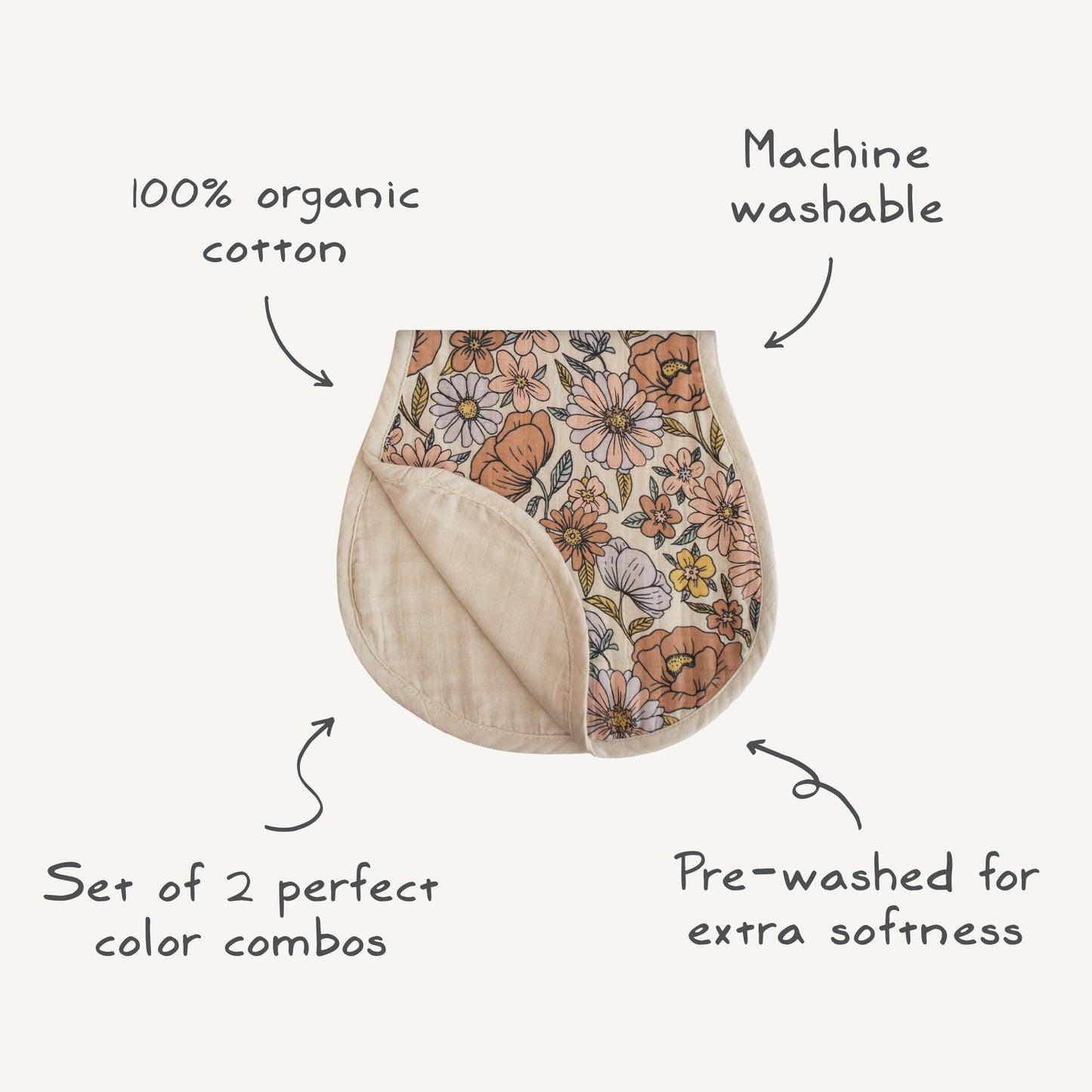 Baby Organic Cotton Muslin Burp Cloth 2-Pack Mushie