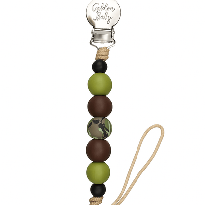 Baby Pacifier Clip I Camo Accent Golden Baby