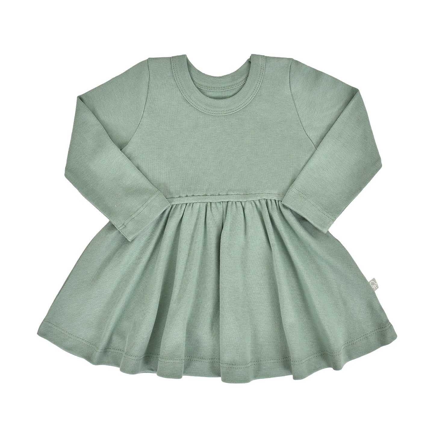 Baby and Toddler Long-Sleeve Twirl Dress - Basil Green| 100% Organic - Finn + Emma Baby and Toddler Long-Sleeve Twirl Dress - Basil Green| 100% Organic - Finn + Emma