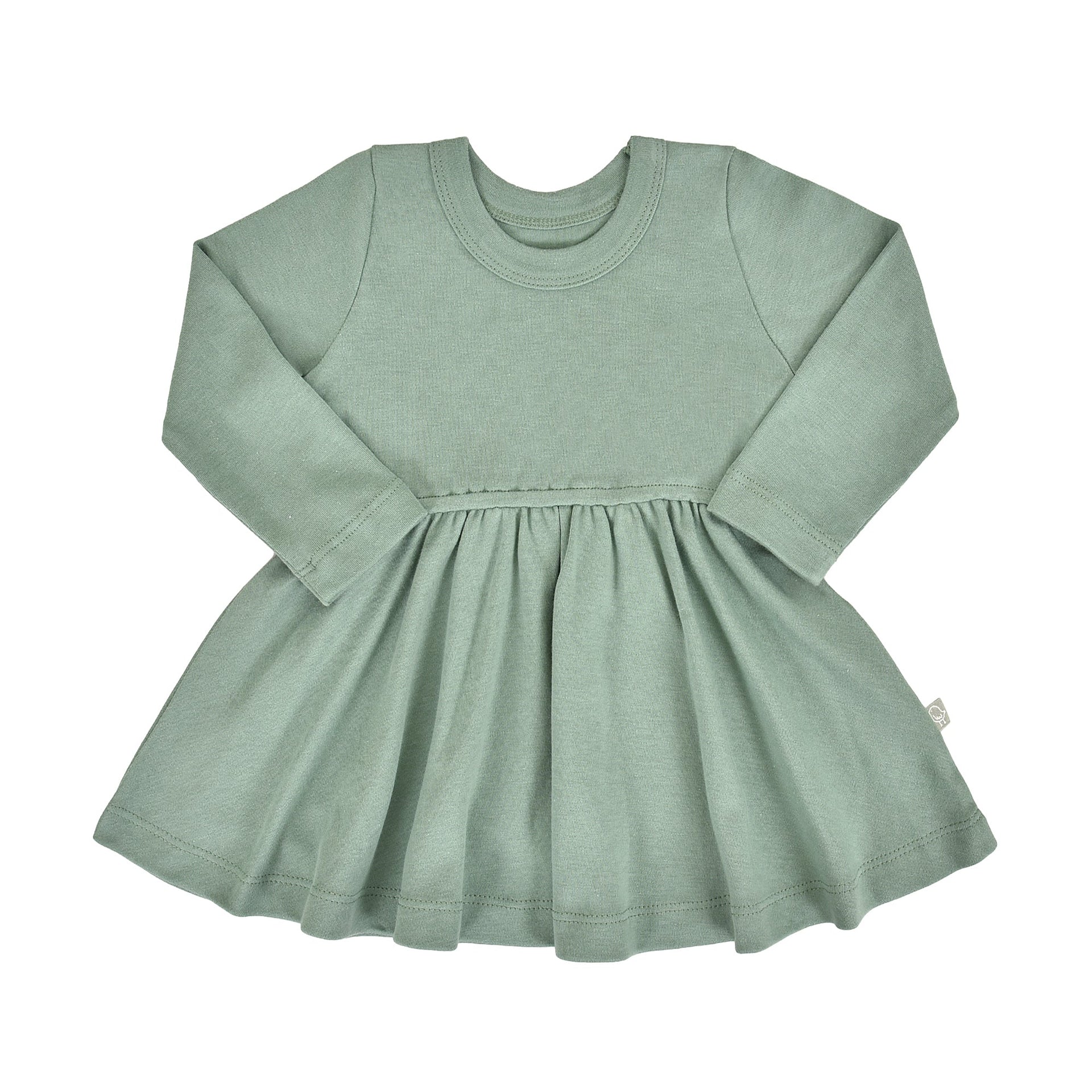 Baby and Toddler Long-Sleeve Twirl Dress - Basil Green| 100% Organic - Finn + Emma Baby and Toddler Long-Sleeve Twirl Dress - Basil Green| 100% Organic - Finn + Emma