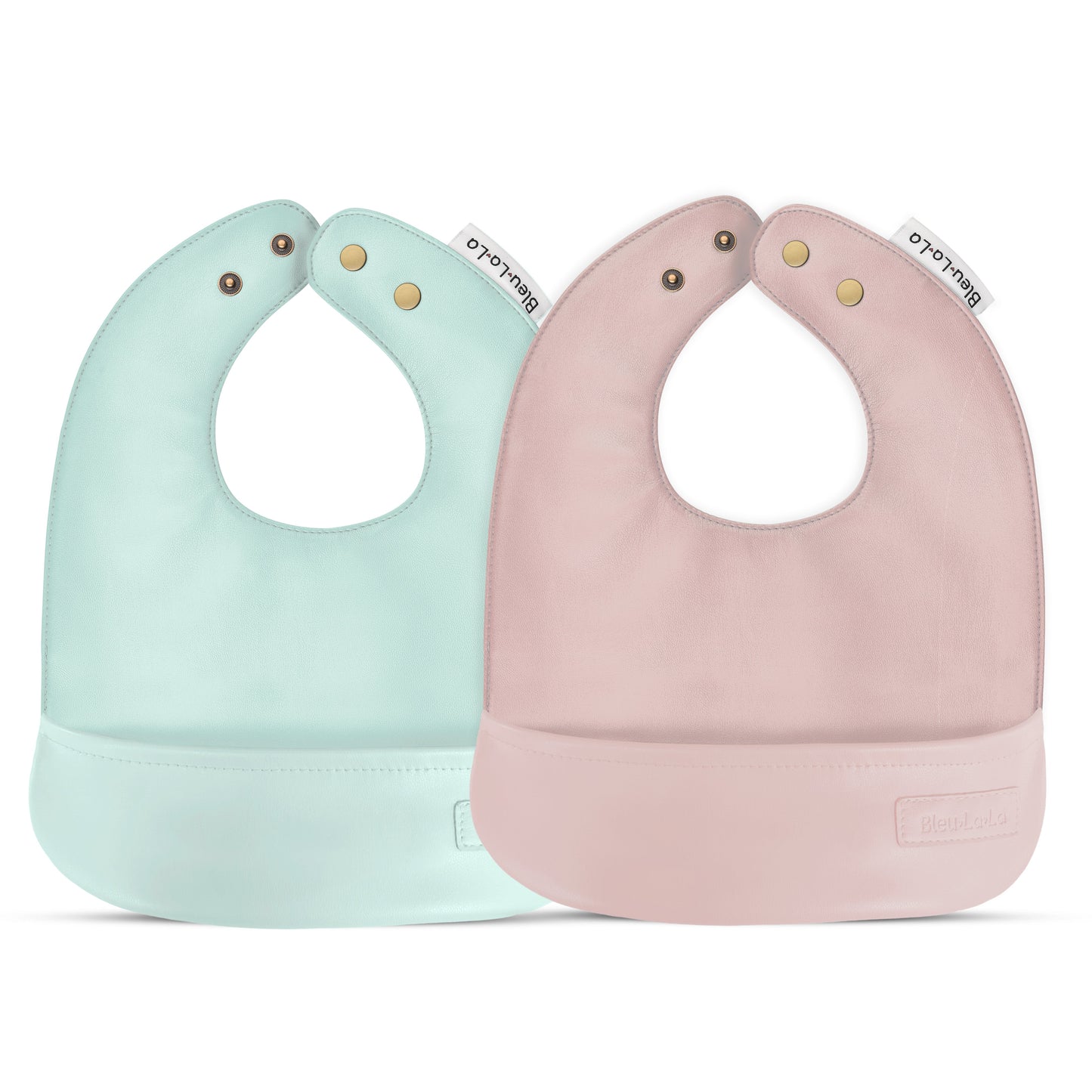 Baby Classic - Set of Soft Vegan Leather Easy Clean Bibs 0-12 Months Bleu La La