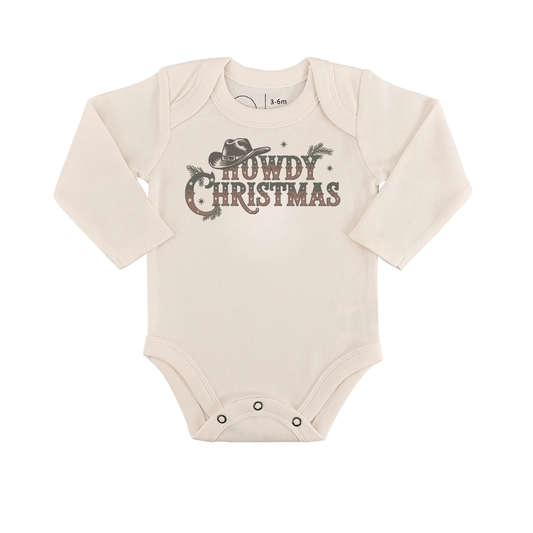 Baby long sleeve graphic bodysuit | howdy christmas finn + emma