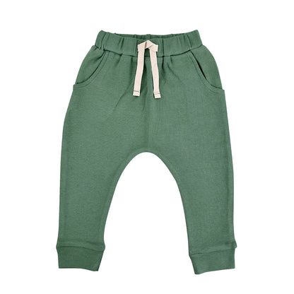 Baby lounge pants | basil green finn + emma