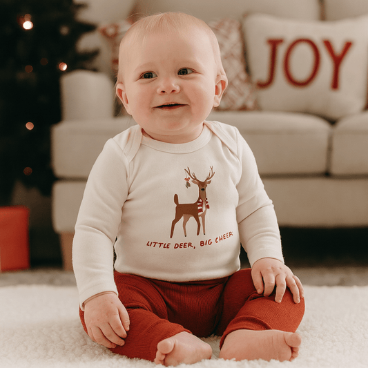Baby long sleeve graphic bodysuit | little deer big cheer finn + emma