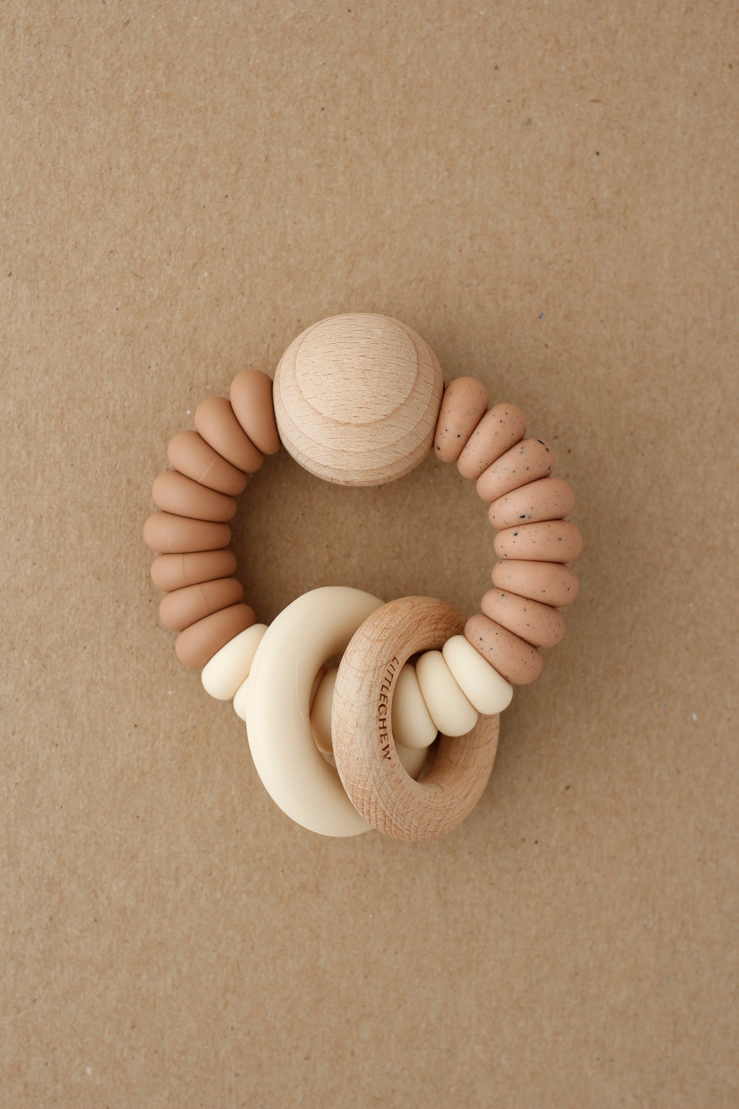 Baby Rattle Teether  - Wess | Speckled Coral littleCHEW