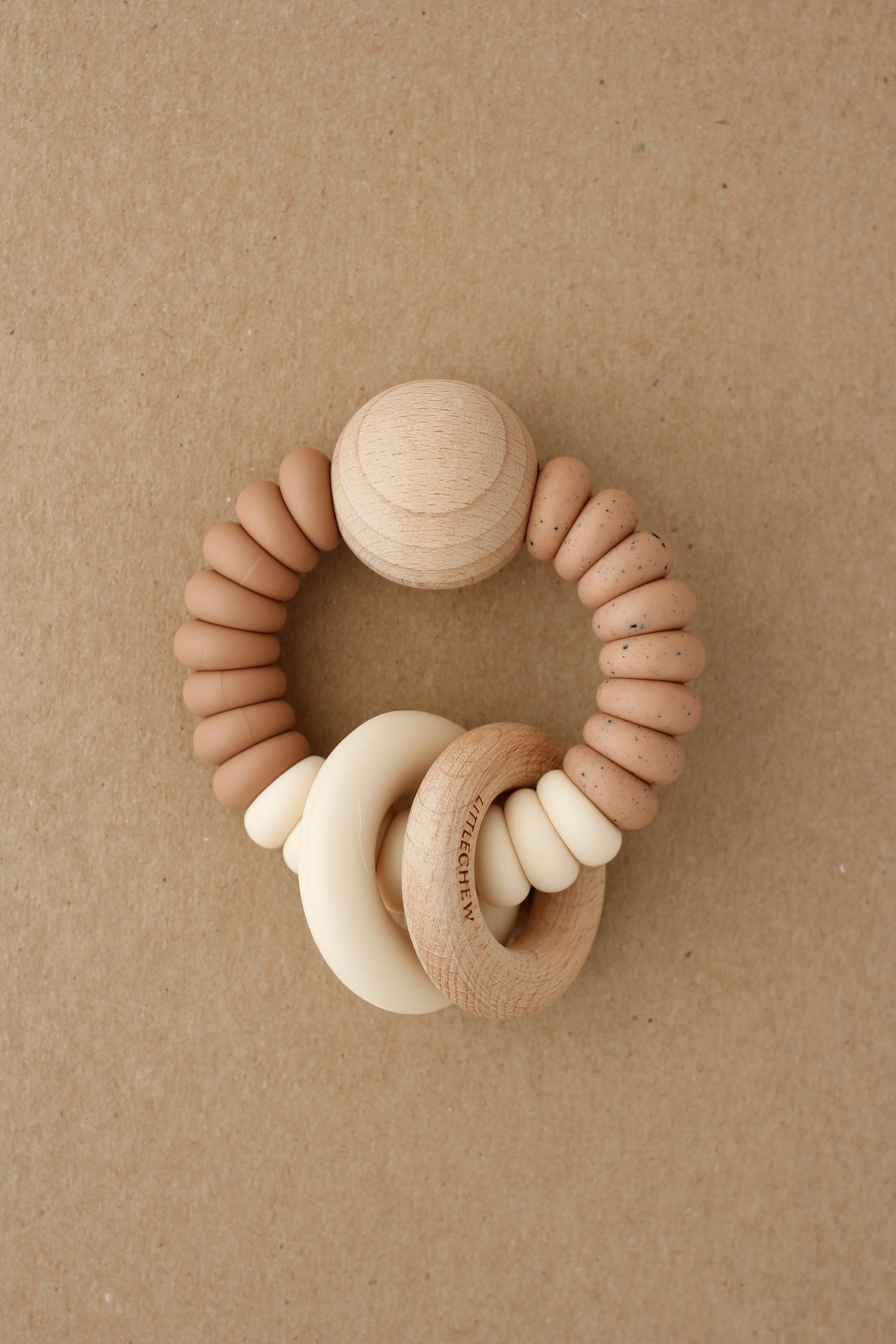 Baby Rattle Teether  - Wess | Speckled Coral littleCHEW