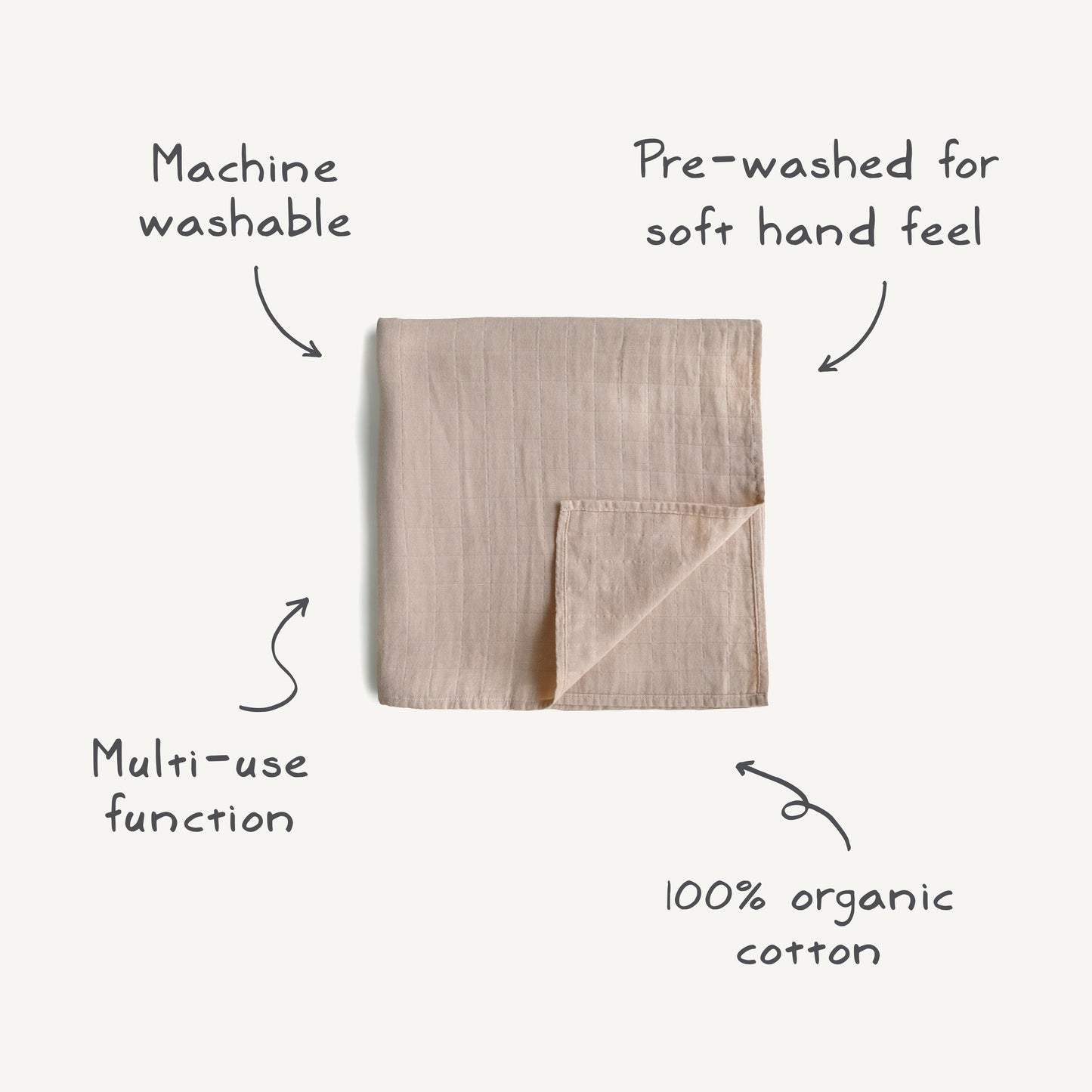 Baby Organic Cotton Muslin Swaddle Blanket Mushie