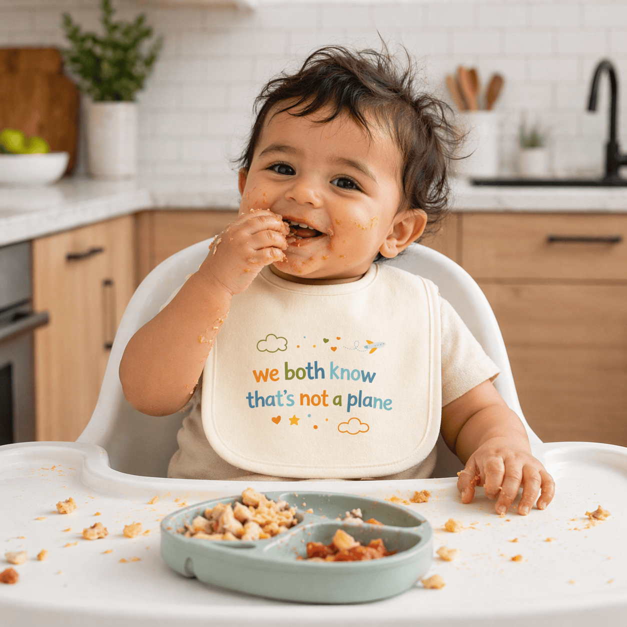 Baby graphic bib | not a plane finn + emma