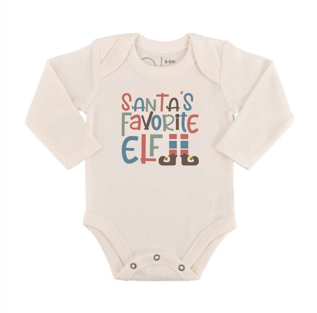 Baby graphic bodysuit | santas favorite elf (long sleeve) finn + emma