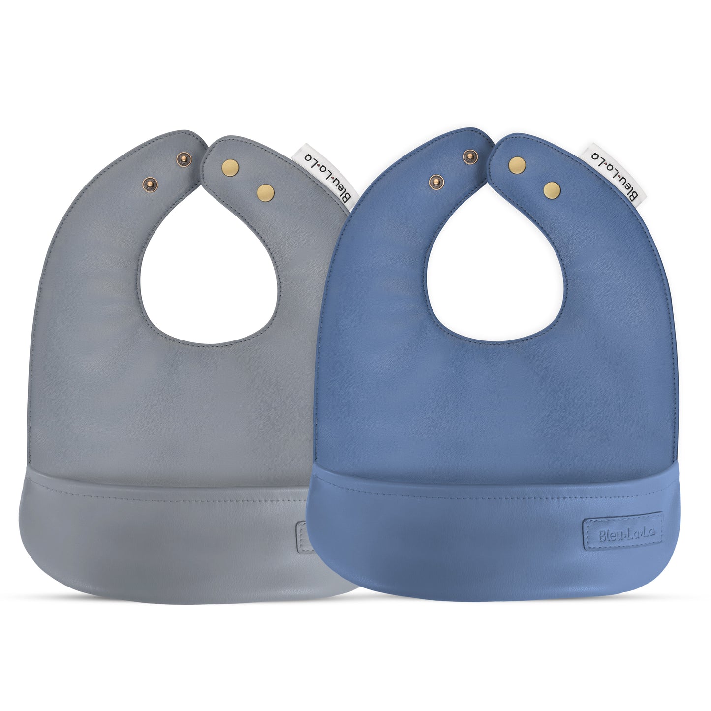 Baby Classic - Set of Soft Vegan Leather Easy Clean Bibs 0-12 Months Bleu La La