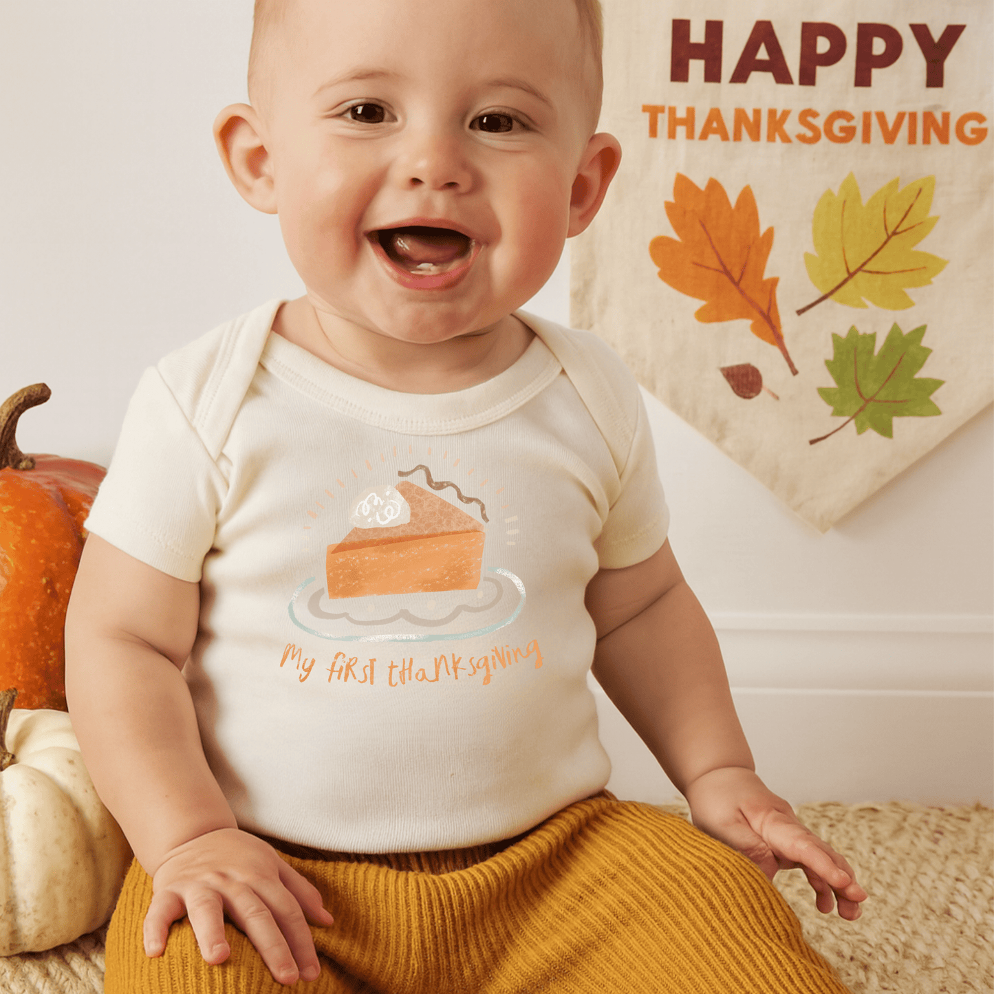 Baby graphic bodysuit | thanksgiving pie finn + emma