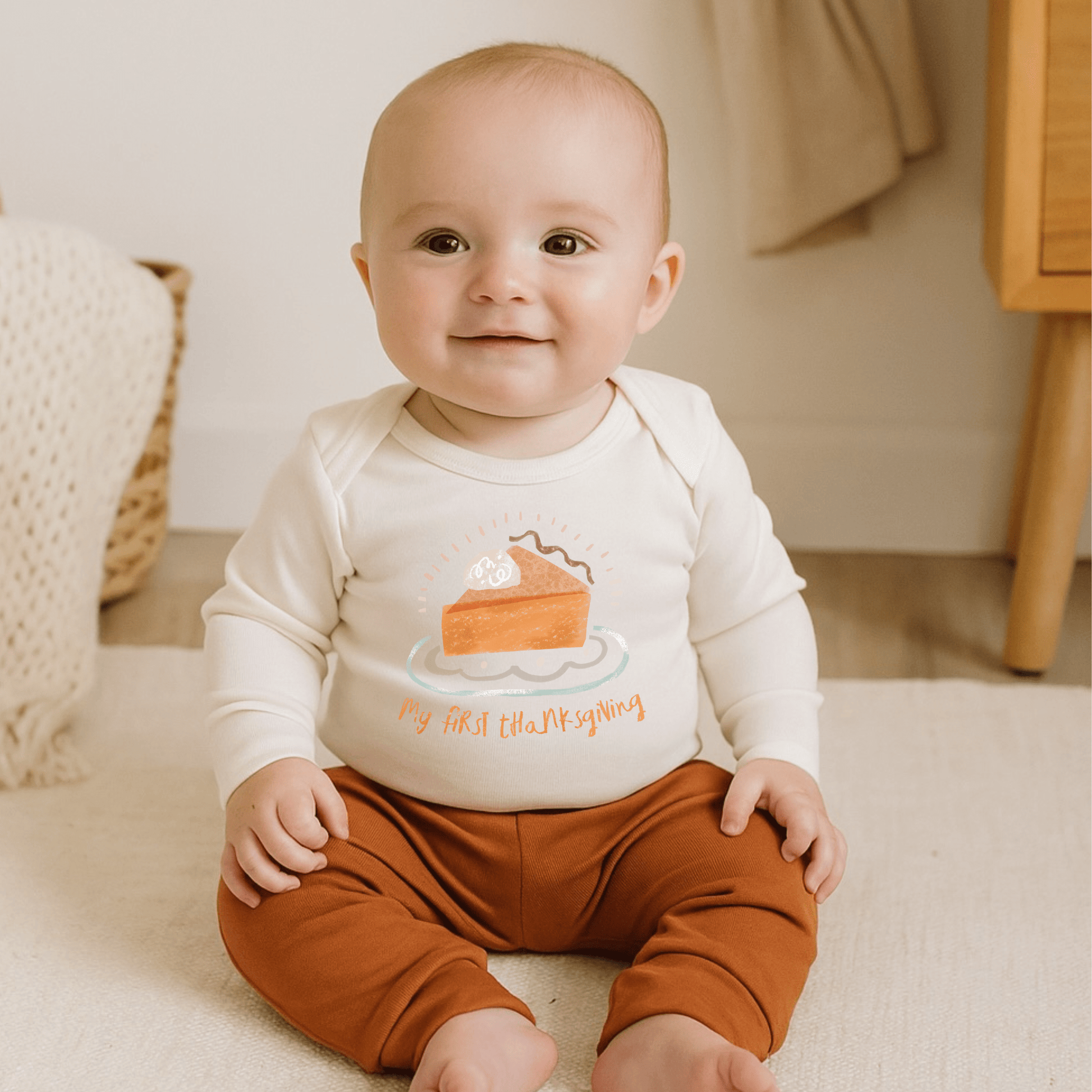 Baby graphic bodysuit | thanksgiving pie finn + emma