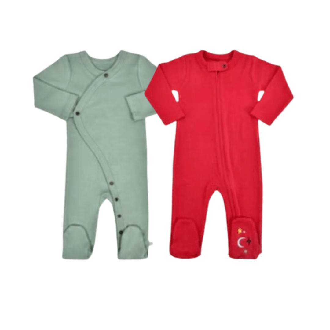 Baby 2 pc.  footie set | Red and Green finn + emma